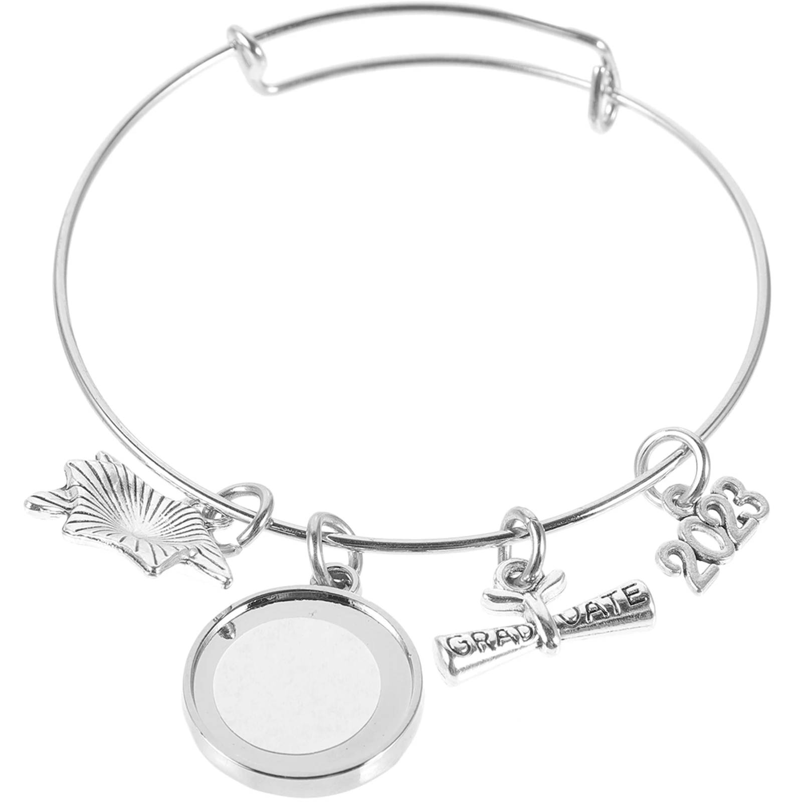 

2023 Theme Bracelet Adjustable Bangle Heat Transfer Printing Jewelry Gift For Graduates Graduation Party Decor Metal Bracelet