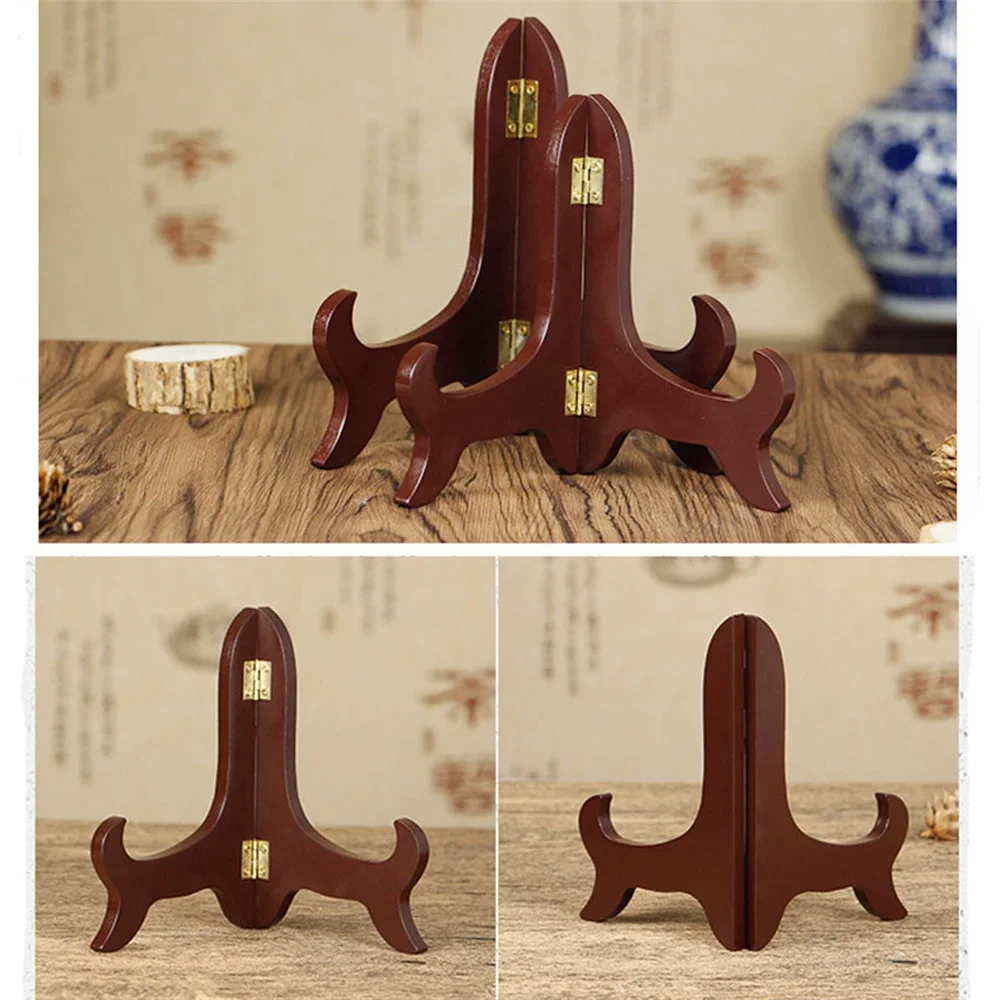 5//7 Inch Wooden Easel Display Stand Foldable Plate Holder for Wedding Table Photo Frame Storage Shelf Home Decoration