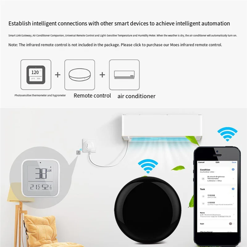 BTLIFE-Rivelatore Sensore Temperatura Umidità Termometro Luminosità della luce Tuya Smart App Controllo Bluetooth Mesh Smart