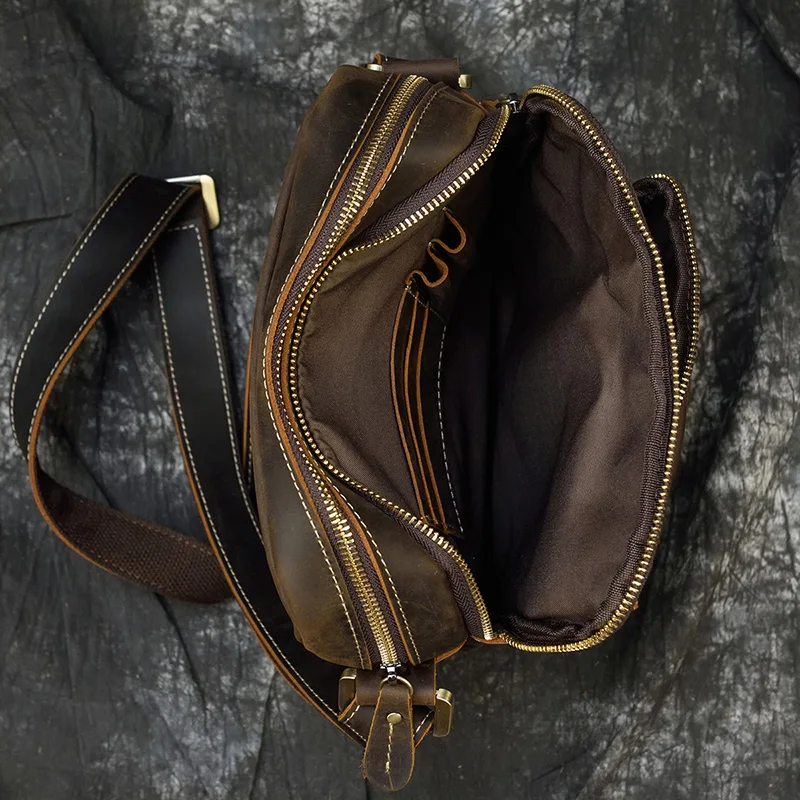 Casual Leather Shoulder Bag Of men male cowhide crossbody bags mens messenger bag daily outdoor men bag handbag 22cm