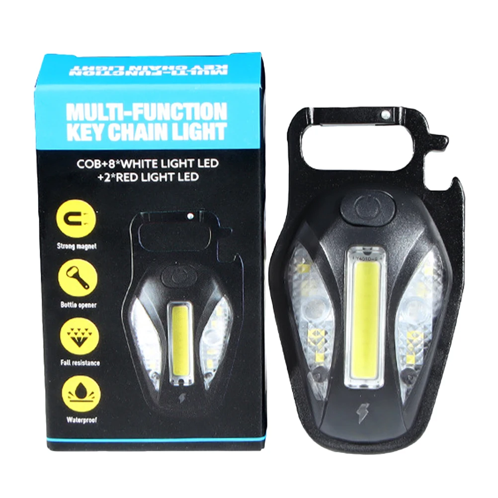 แบบพกพา USB ชาร์จพวงกุญแจความสว่างสูง LED การบํารุงรักษารถยนต์การก่อสร้าง Camping กระเป๋าฉุกเฉิน