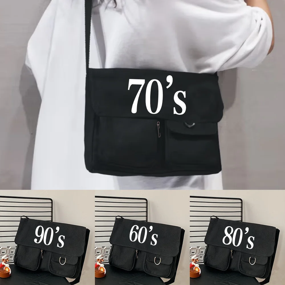 

Fashion Canvas Shoulder Bags for Youth Casual Ladies Large Capacity Crossbody Bag Years Print Handbags Messenger Bag for Women