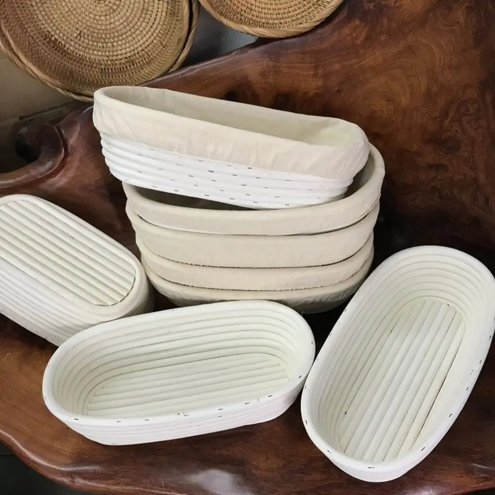 Oval Shape Bread Proofing Basket With Linen Liner Baking Tool Dough Basket Long Size Banneton Bread Basket Dough Proving
