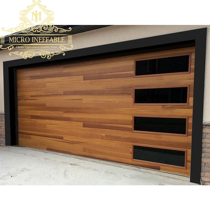 Automatic Remote Control Minimalist Exterior Wooden Metal Garage Doors Modern Intelligent Panel Automatic Glass Garage Doors