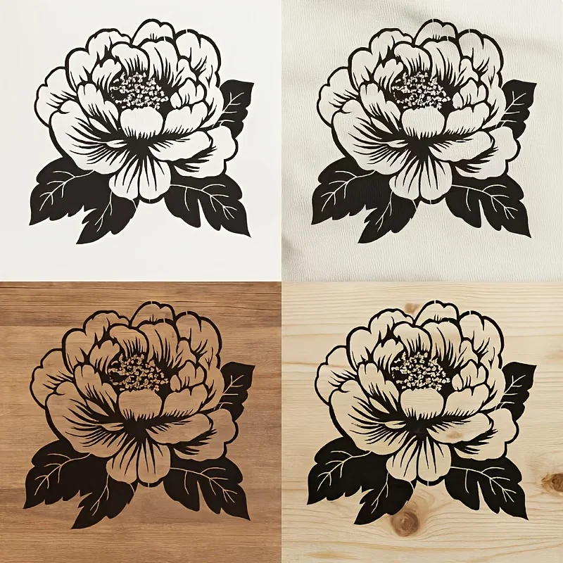 Peony Flower Reusable Stencil Template