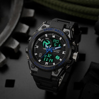 Men's electronic watch multifunctional youth outdoor sports luminous quartz dual display watch