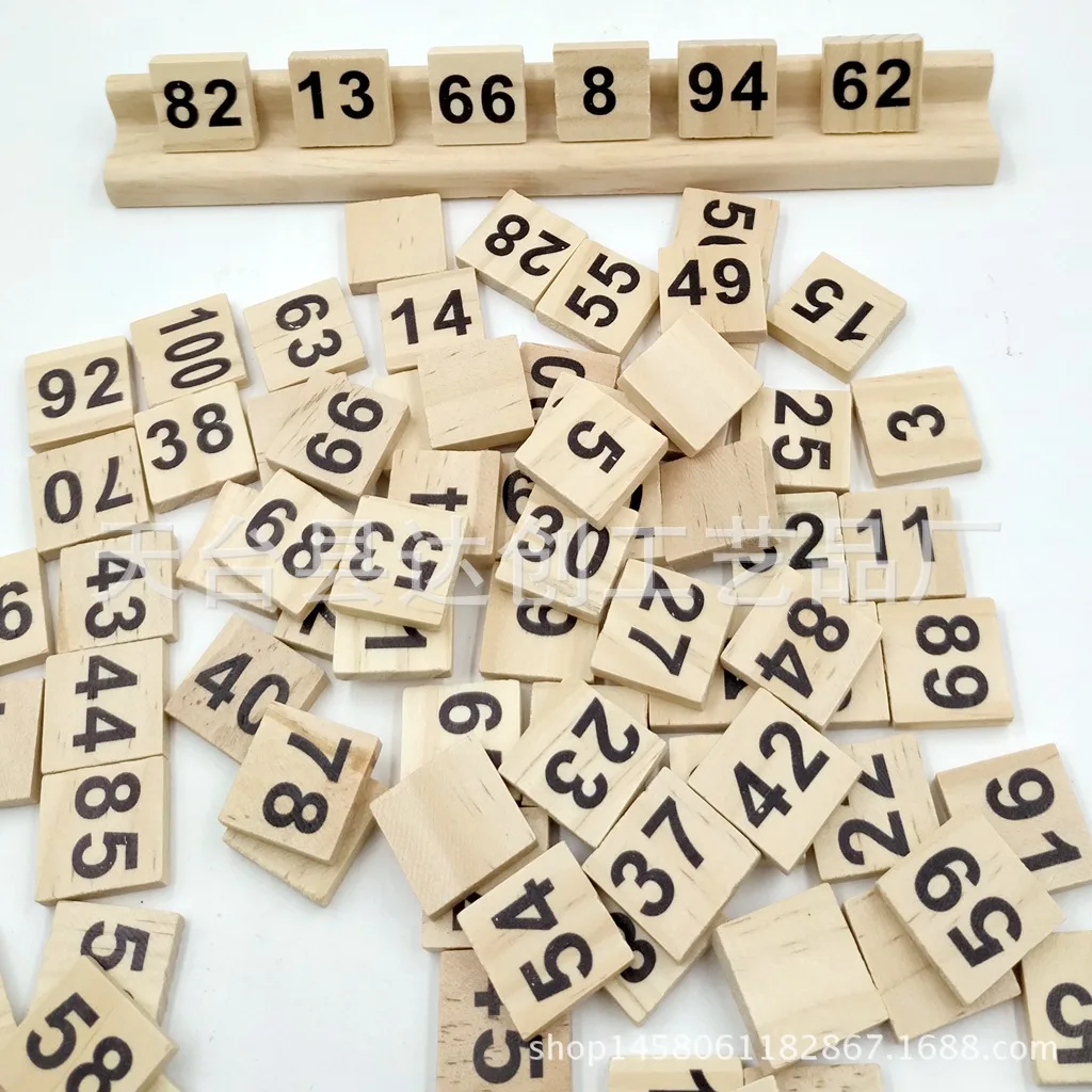 European-style oversized yellow number wooden squares, children's early education jigsaw game, letter square wooden chips, 100 i