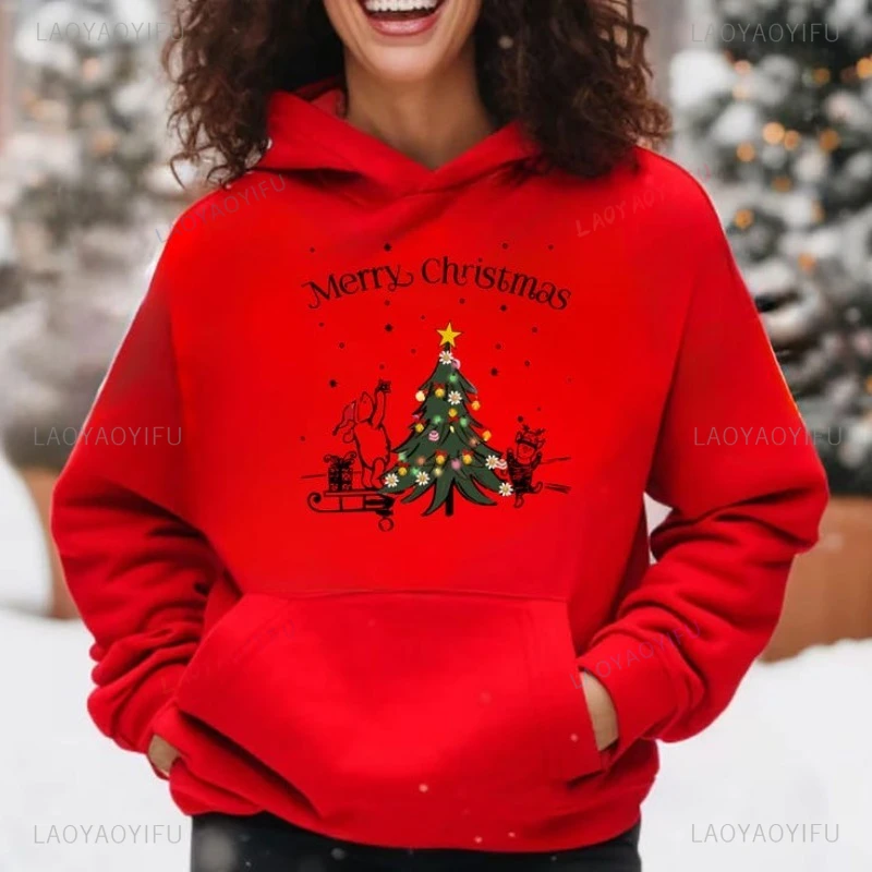 메리 크리스마스 후디 루돌프 눈사람 눈송이 산타클로스 엘프 축제 휴일 시즌 빈티지 후디 크리스마스 트리 후디