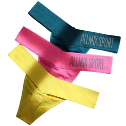 Elastic Wide Waistband Women's thong Solid Color Female Underwear Letter Print T-pants Temptation Lifting Buttocks G-string