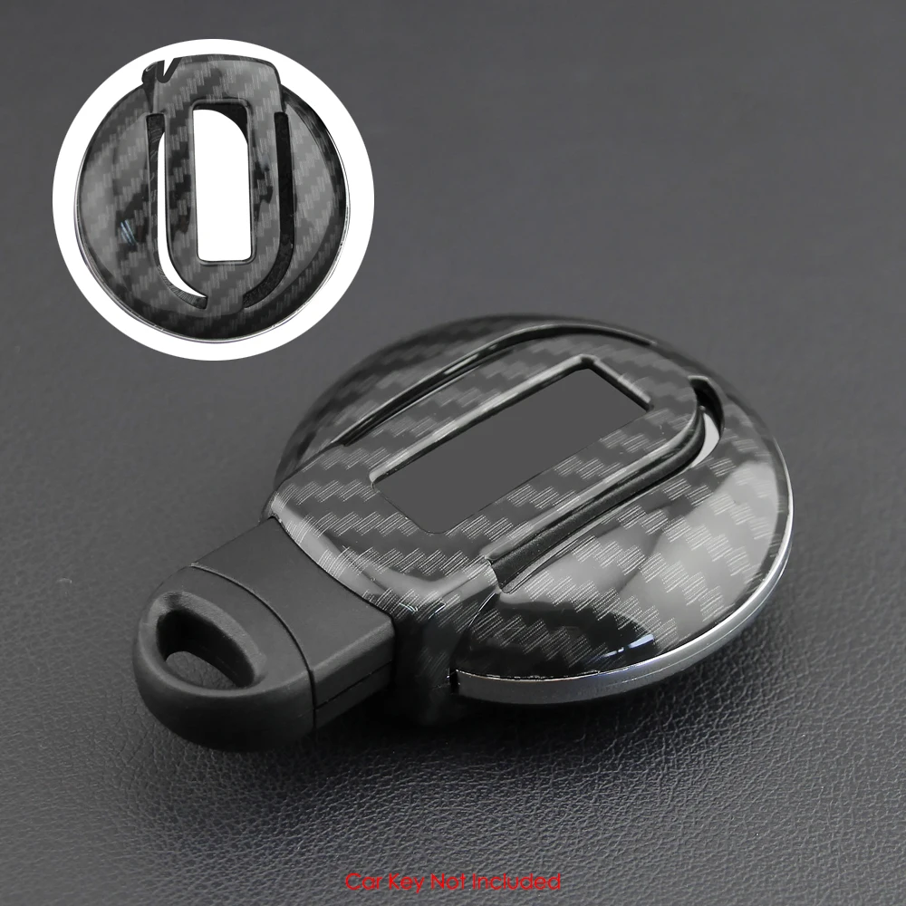 Carbon Fiber Car Key Case Full Cover Fob Shell Chain Ring For Mini Cooper Countryman Clubman F55 F56 F57 F60 F54