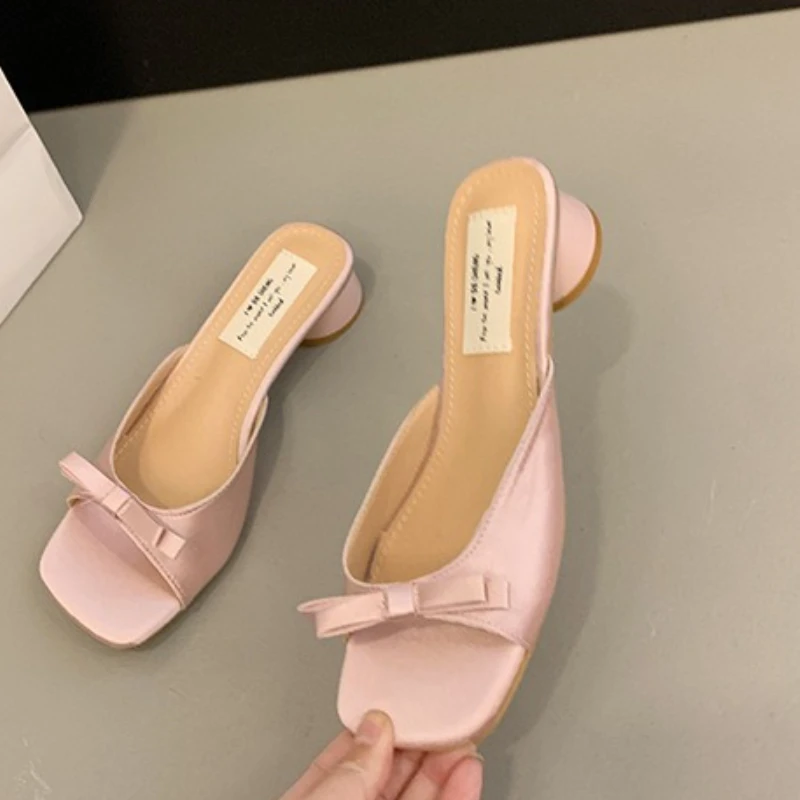 

Женские модные роскошные женские туфли на высоком каблуке, роскошные темпераментные женские сандалии с квадратным носком, женская обувь с бантом