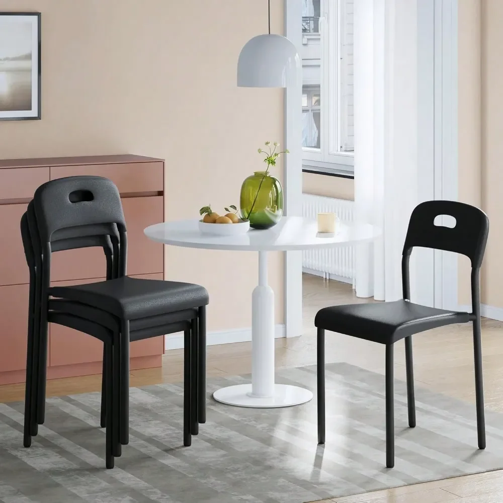 

Chairs Set, Stackable Modern Kitchen Chairs, Plastic Dining Room Chair With Metal Legs, Easy Assembly, Waterproof StainResistan