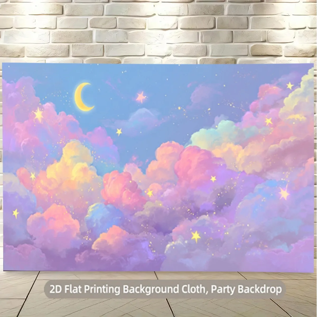 Elegant Dreamy Sky Cloud Stars Tapestry Polyester Backdrop Photo Booth Decoration Celestial Pastel Party Wall Hanging Curtain fo