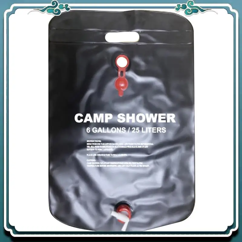 25L Camp Shower Bag Solar Energy Heated Portable Folding Outdoor Bath Bag Travel Hiking Climbing PVC Water Bag Black Eco-Friendl