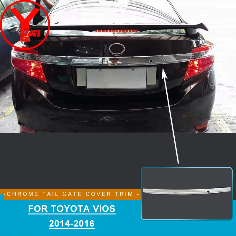 

Хромированная накладка на заднюю дверь для Toyota Vios 2014 2015 2016, полоса задней двери, декоративная деталь для стайлинга автомобиля, аксессуары, внешнее молдинг