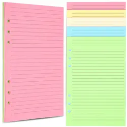 50sheets A5 Loose-leaf Colorful Paper Refill Inner Page Line Inner Page Inside Paper Stationery Filler Refills 6 Holes