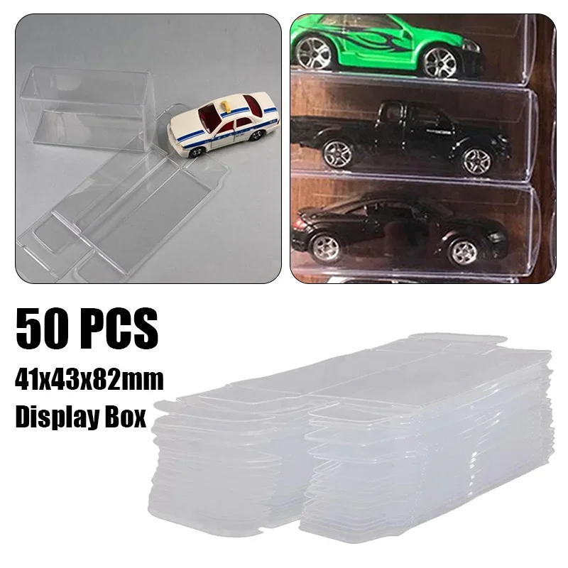 50pcs For 1:64 PVC Protector Box Case Display Box Clear Storage Box Car Model Dust Proof Protection Container Toys Supplies