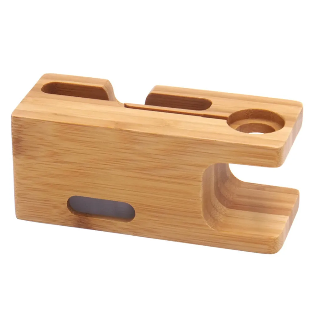 Wooden Charging Dock Station Bamboo Charger Stand Base Mobile Phone Holder Stand For image 5