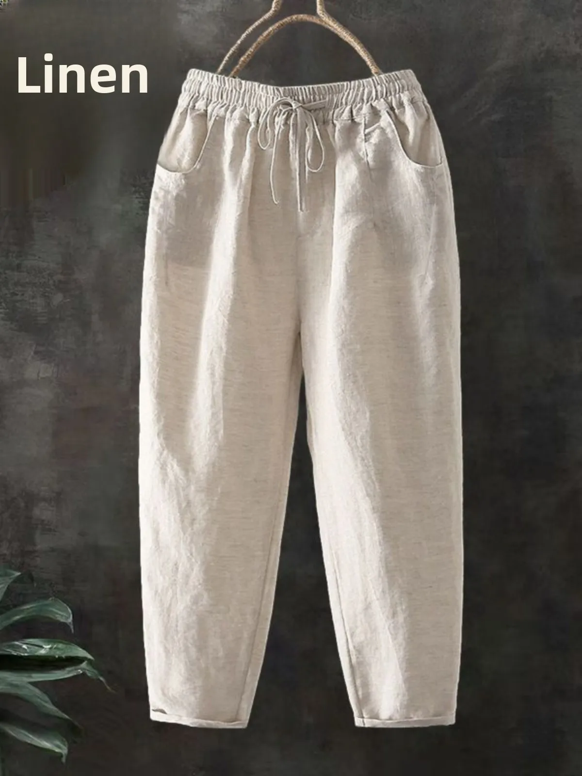 

Летние тонкие широкие брюки Harlan Nine Points, женские хлопковые и льняные брюки свободного покроя с высокой талией, художественные брюки Sle ket