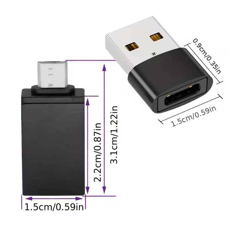OTG Micro USB 3.0 to USB Adapter, USB Male to Type-C 2.0 A Female Adapter, Suitable for Smartphones And Various USB And Micro De