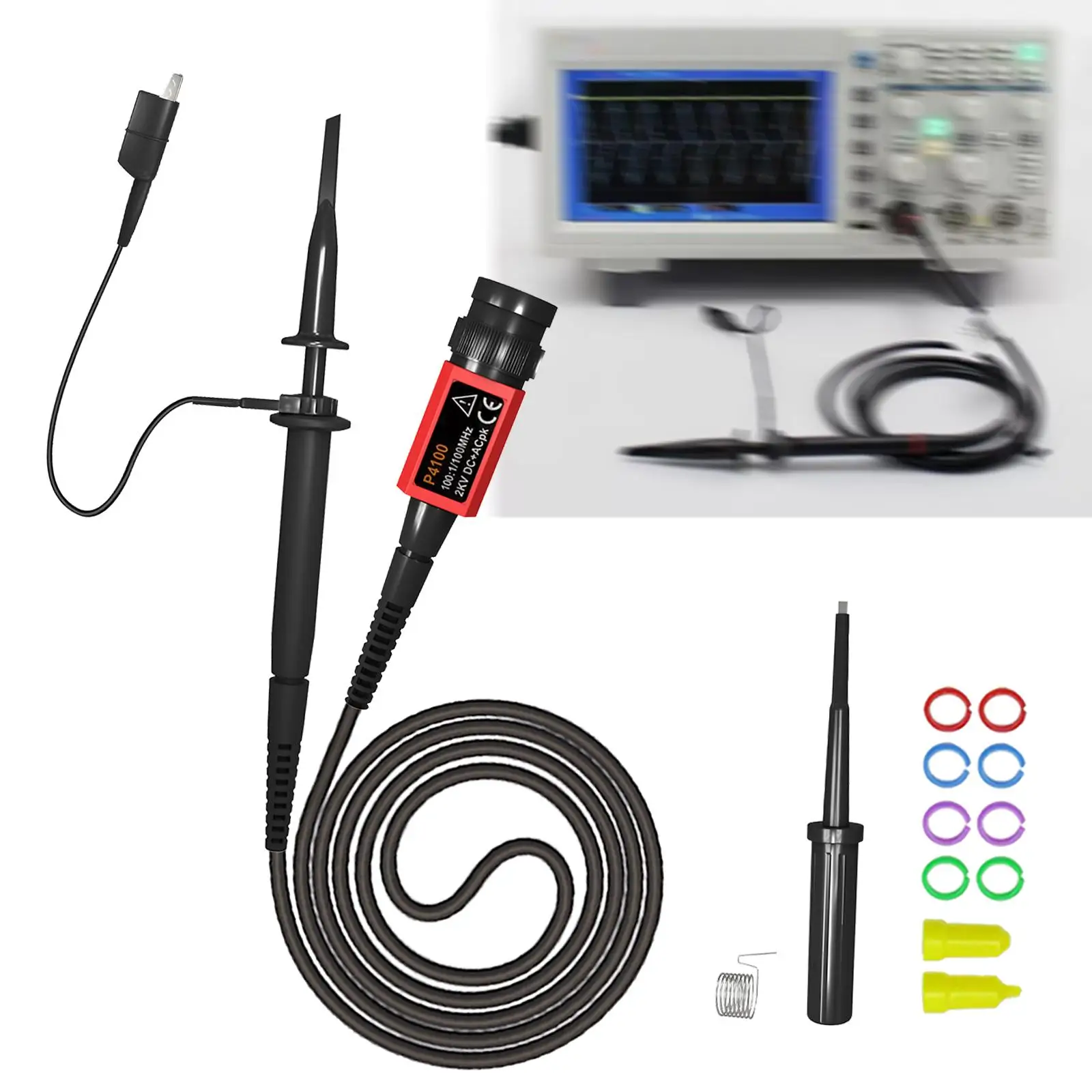 P4100 100x Oscilloscope Clip Probe Professional Lightweight Digital Oscilloscope Clip Probe Test Probe for Digital Oscilloscopes