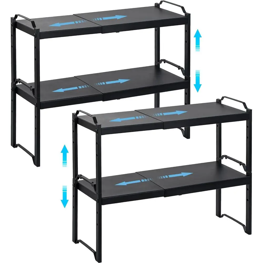 

Expandable Kitchen Shelf Organizer, Adjustable Height & Length, Stackable Spice Rack for Counter Storage
