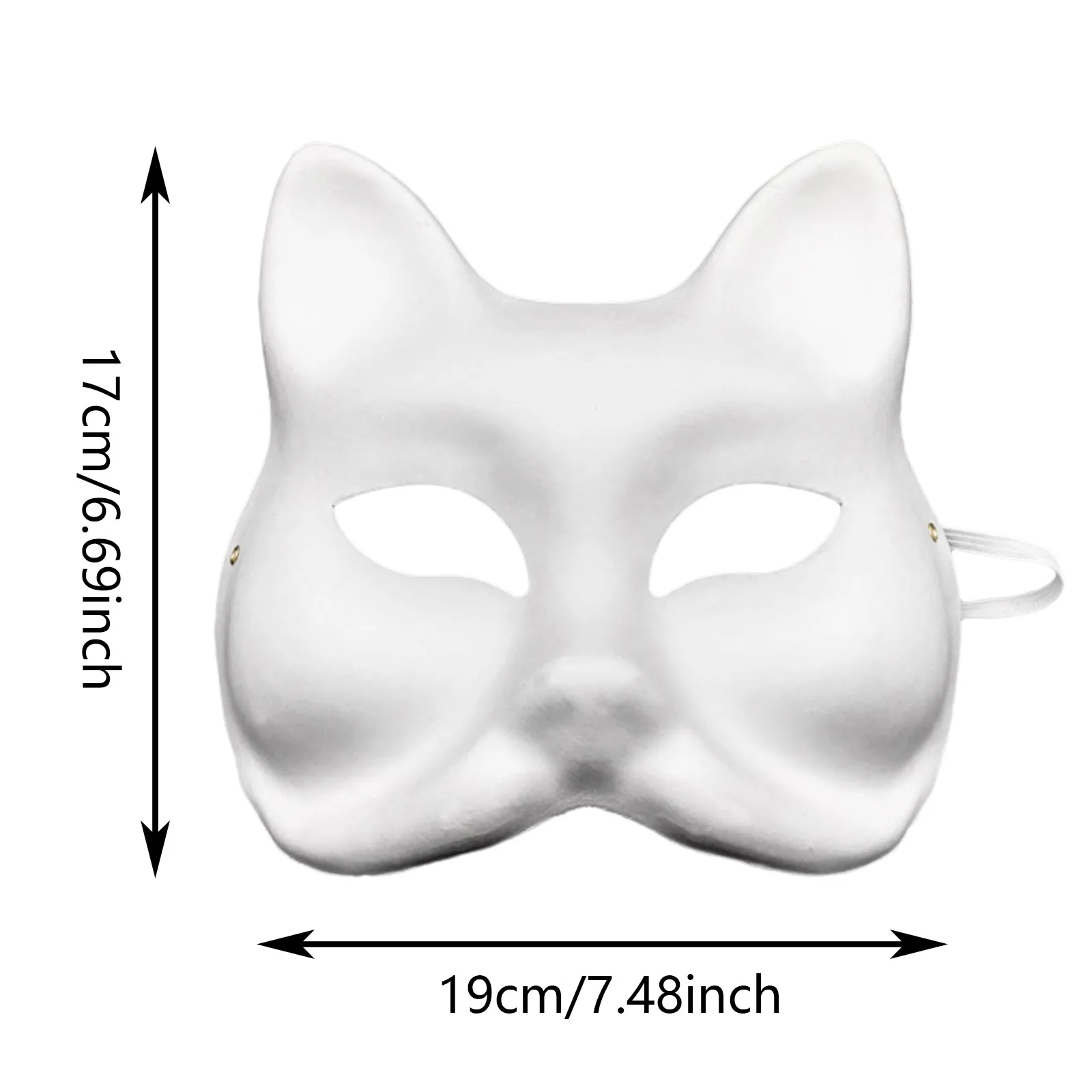 1PCS Therian Masks White Cat Fox Masks Blank DIY Halloween Mask Animal Half Facemasks Masquerade Cosplay Party Props