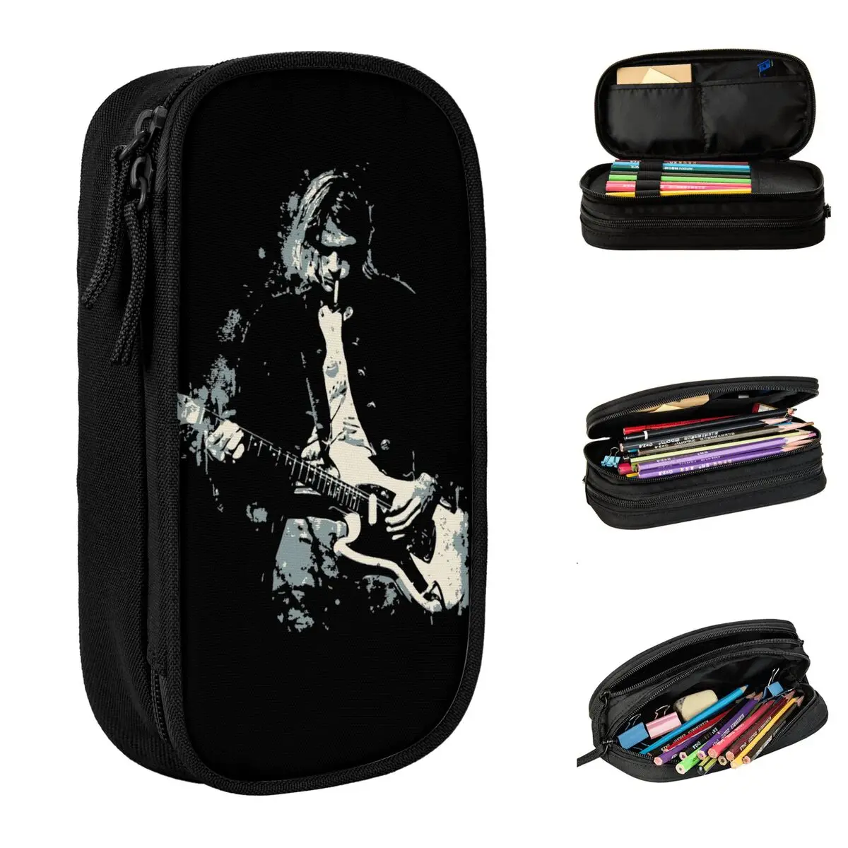 kurt cobain guitar pencil case pencil box for kids grande bolsa de armazenamento para estudantes papelaria escolar classico 01