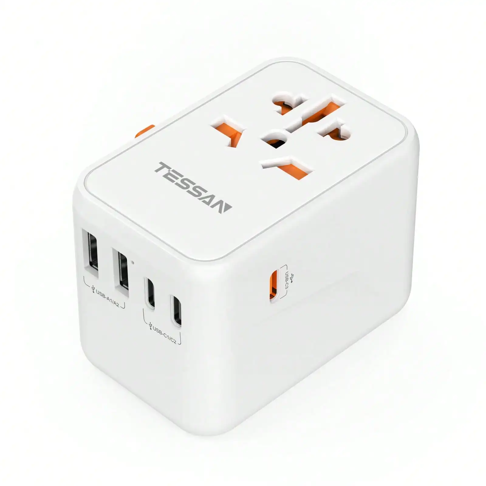 TESSAN Universal Travel Adapter Worldwide, GaN 65W International Plug Adaptor With 3 USB C 2 USB A Ports, All-In-One Power Adapt