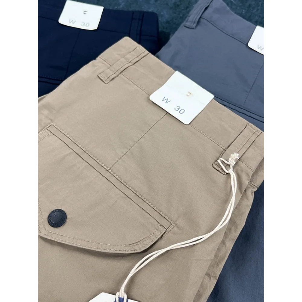 Summer light and thin casual pants for men, American-style retro small straight and form-fitting work pants