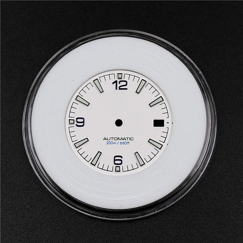 High Quality 28.5mm Watch Dial Nh35 With Green C3 Bright Luminous For Crown At 3 3.8 Clock SKX007 Nh35A Movement Mod Accessories