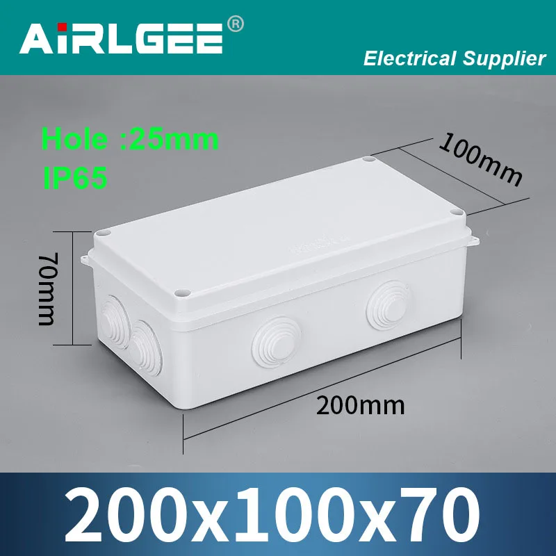 200mmX100mmX70mm Waterproof Plastic Enclosure Project Case IP65 Outdoor DIY Junction Box Electrical Cable Connection Box