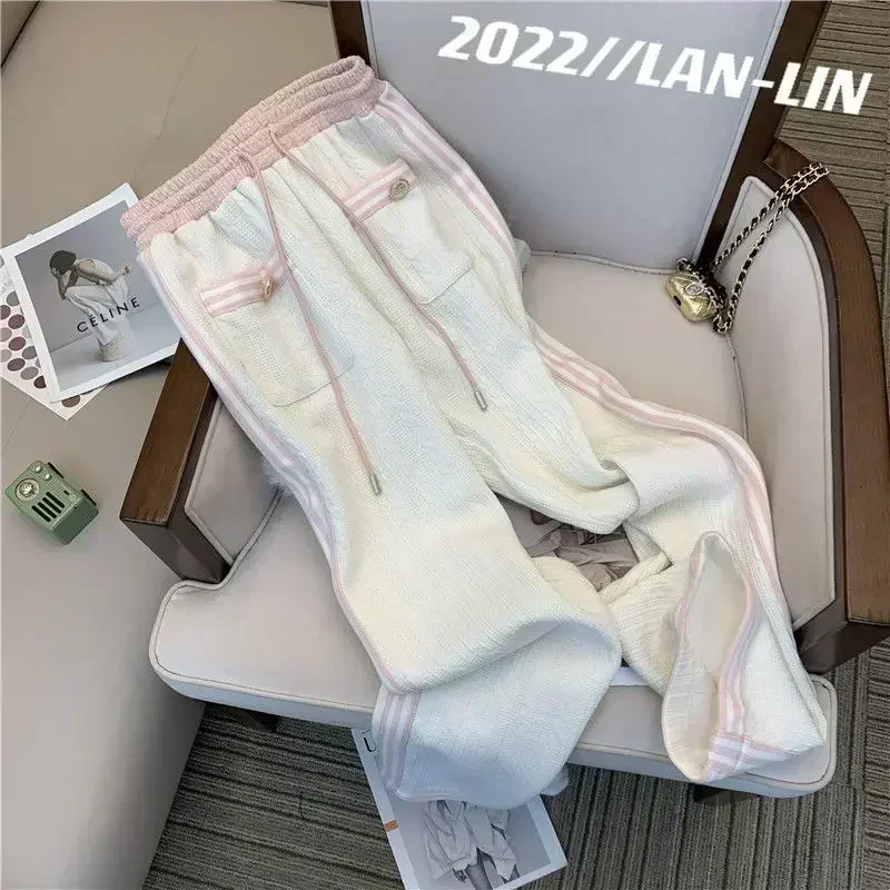 Fashion Track Suits for Women 2 Piece 2023 Spring Summer Korean Sweet Cute Coat Zipper + Wide Leg Pants Two Piece Set Sportswear