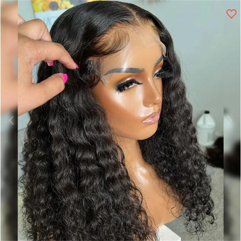 Soft 180Density 26 Long Natural Black Kinky Curly Lace Front Wig For Women Babyhair Preplucked Heat Resistant Glueless Daily Wig