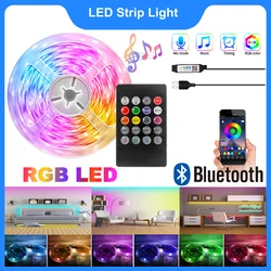 5050 listwy RGB LED oświetlenie do sypialni lampa Bluetooth do ekranu podświetlenie TV Room Decor zmienia kolor światła neonowe LED Music Sync