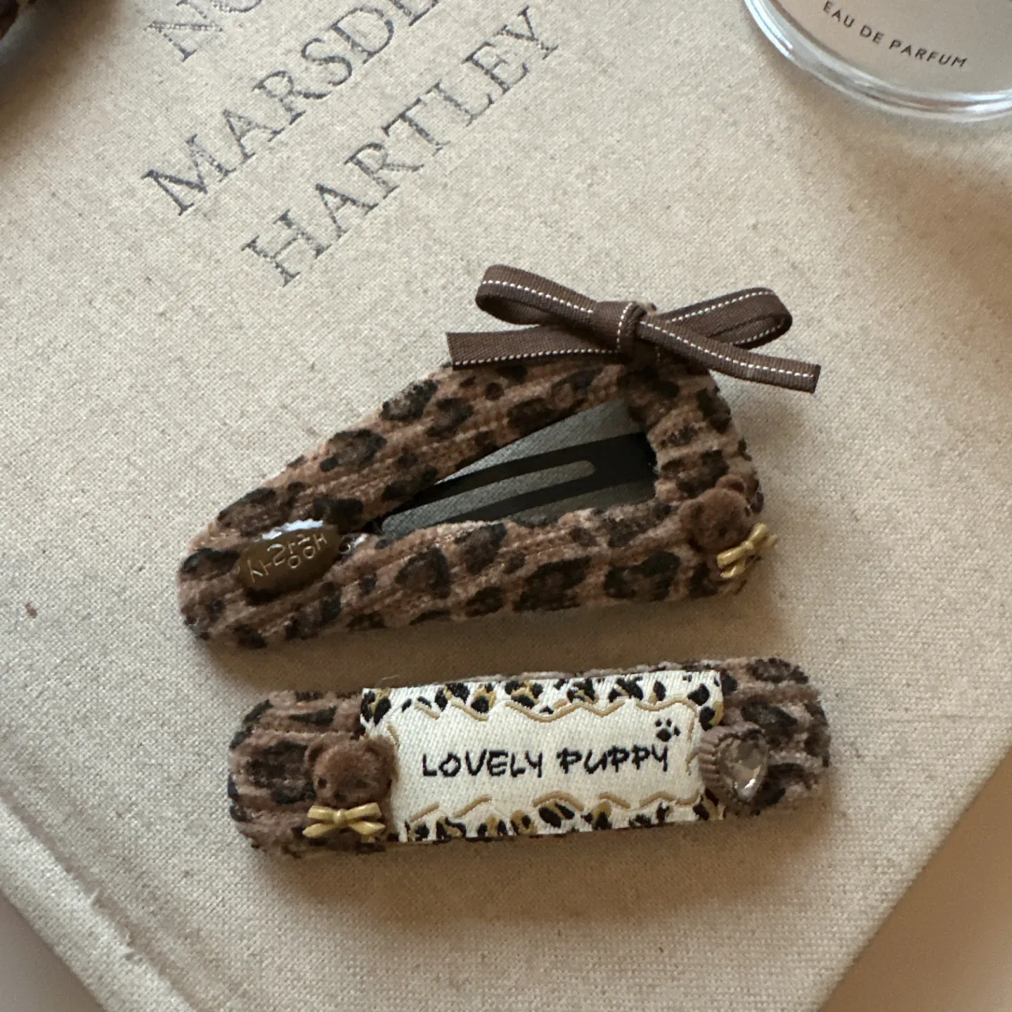 Hair Clip Korean Style Velvet Leopard Print Bow Bear Small Duckbill Snap for Women Side Bangs Non Slip Elegant Winter