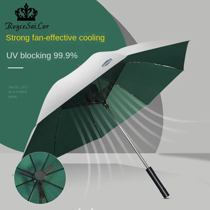 

Black technology sun umbrella with fan, sunscreen, ultraviolet protection, male and female sunshade and cooling artifact