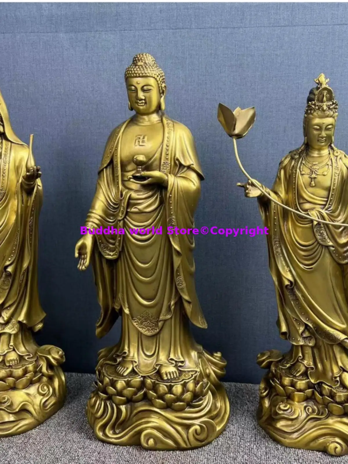 XI FANG SAN SHENG 3 buddhas Buddhist temple worship Sakyamuni Guanyin Bodhisattva PU SA buddha statue bless Safety Healthy luck