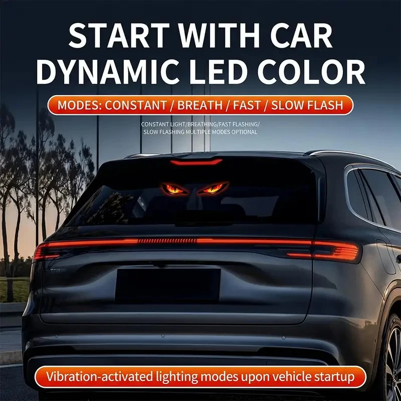 Solar Powered Car Neon Light Wireless Cool DEMON EYE Led Ambient Light Suction Cup USB Rechargeable Atmosphere Breathing Lamp gallery 5