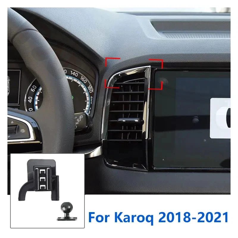 17mm Special Mounts For Skoda Karoq Car Phone Holder GPS Supporting Fixed Bracket Air Outlet Base Accessories 2018-2022