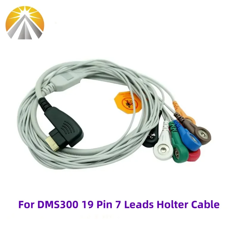 19 Pin ECG Holter Recorder ECG Cable HDMI USB 5 Leads 7 Leadwires 10 Lead Snap 4.0 For DMS 300-3A DMS-300 4A DM Multi-Diag