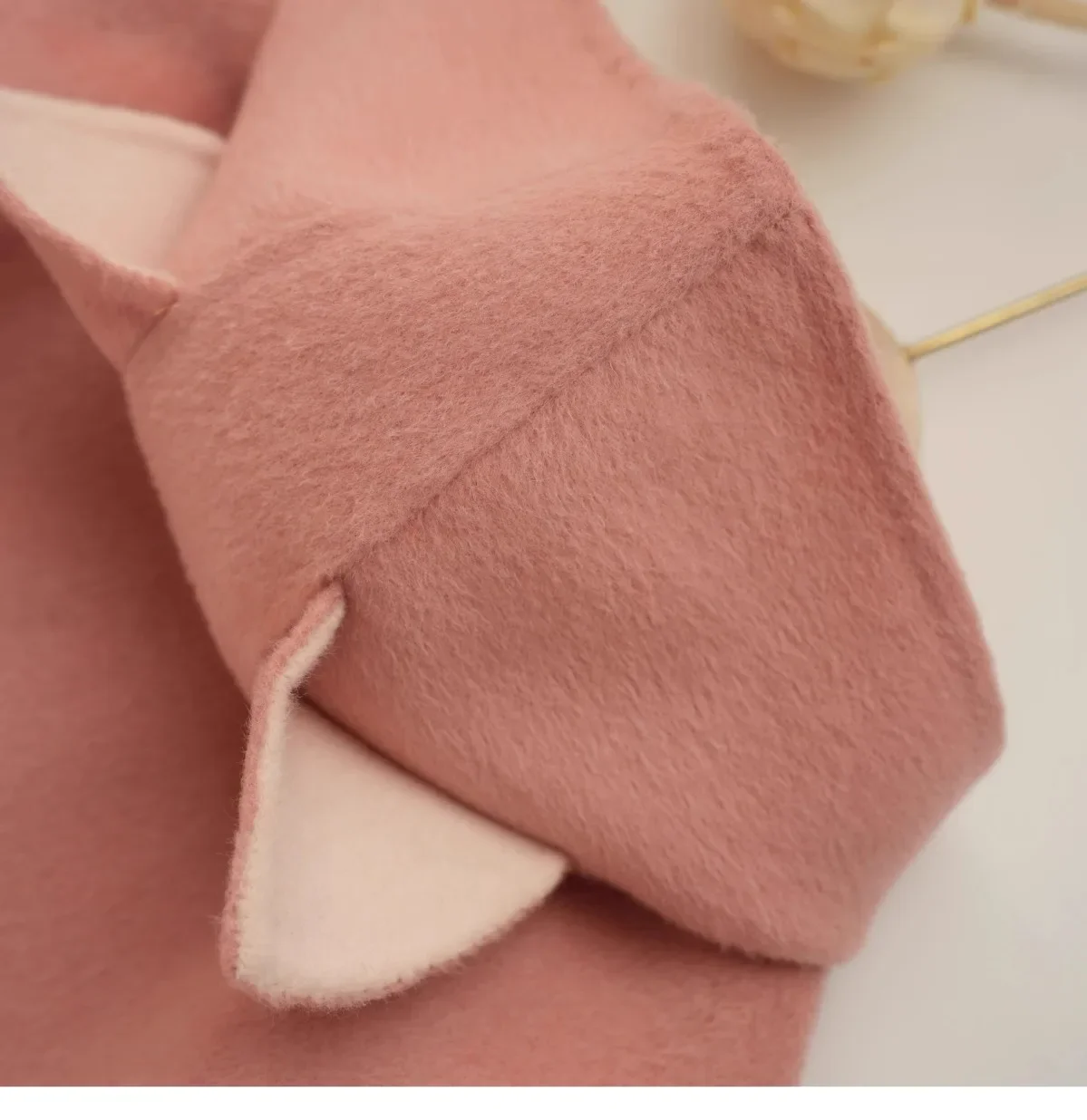 معطف صوفي وردي مزدوج الجوانب للفتيات لخريف وشتاء 2026 معطف صوفي جديد لطيف للأطفال متوسط الطول #6