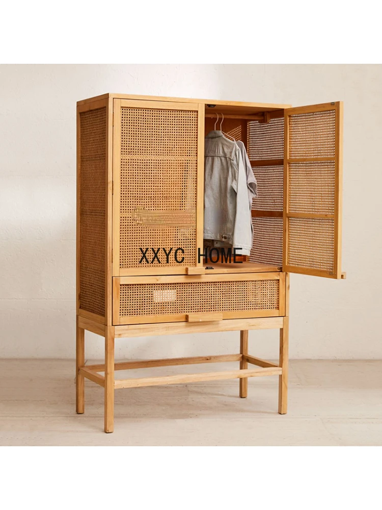 Customized Storage Cabinet Rattan Wardrobe B & B Designer Wooden Ball Storage Rattan Surrogate Shopping