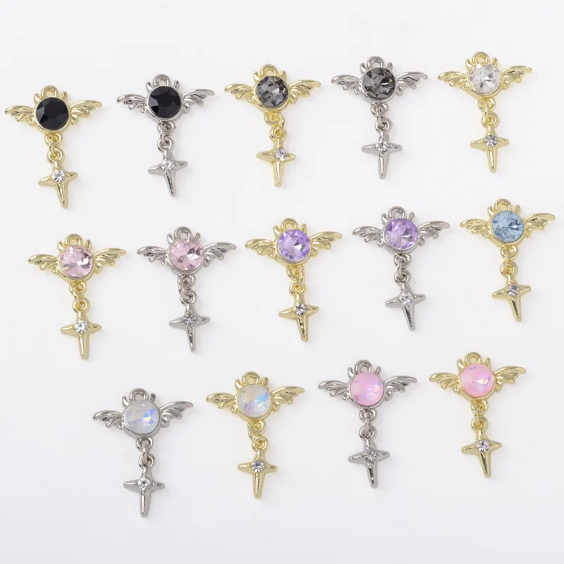 50PC Gold/silver color 18*24mm Alloy material Crystal resin stone bat charm for DIY handmade earring Jewelry Making wholesale