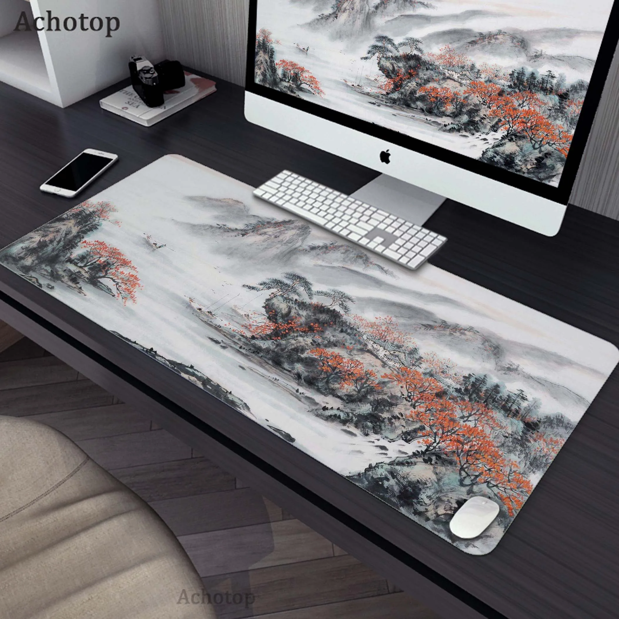 

Gaming Mousepad Pc 90x40cm Ink Painting Style Mouse Pad Mousemat Non-slip Rubber Pads Big Desk Mat Keyboard Pads Gamer Desk Mat