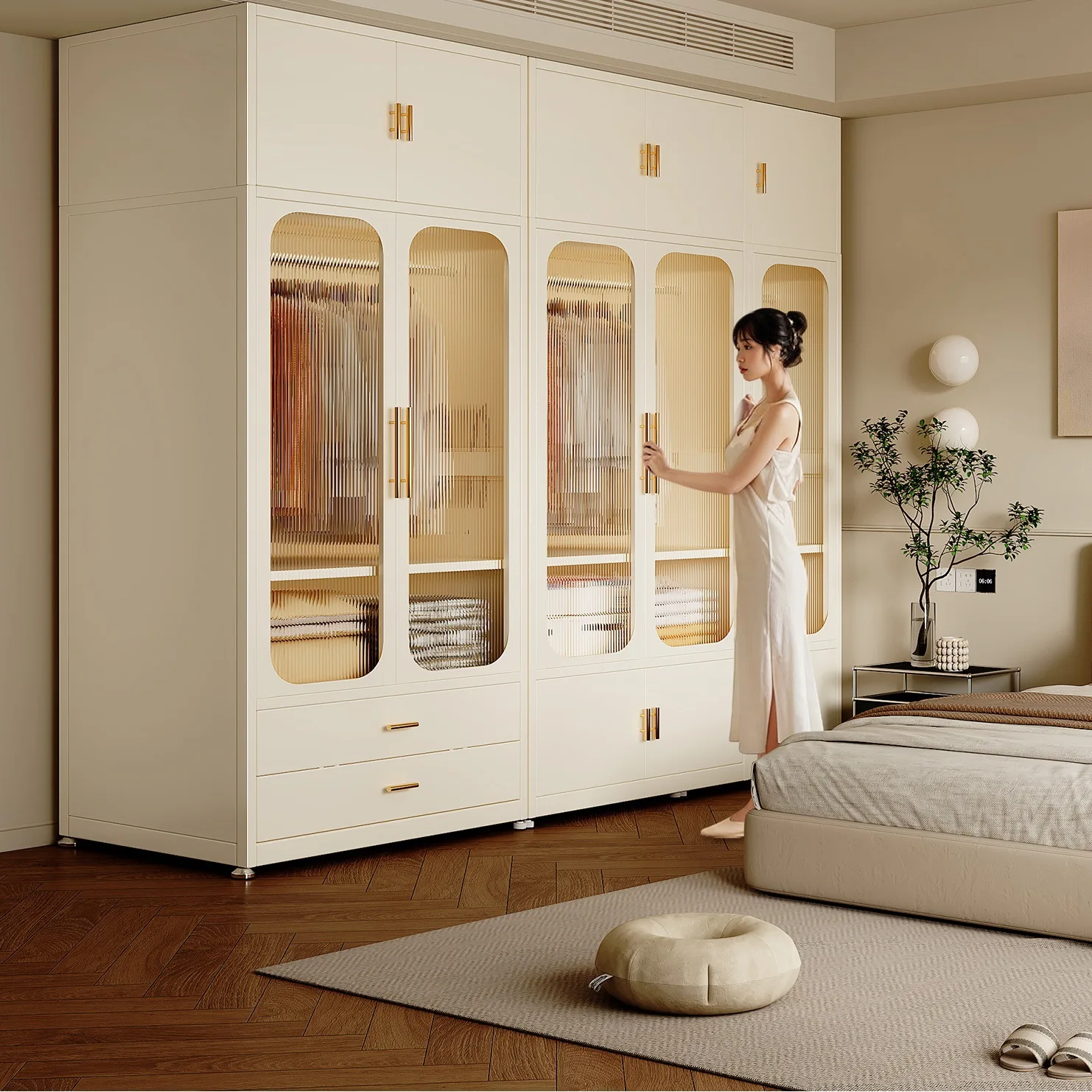Steel wardrobe room household simple assembly hanging wardrobe rental room wrought iron small apartment metal shelf drawer