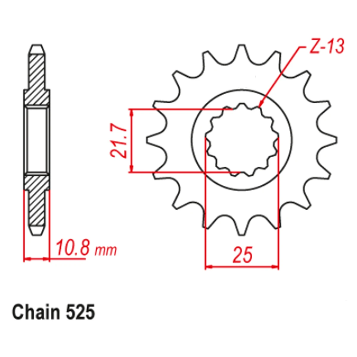 OZOEMPT（525-16T/17T）Motorcycle Rear Sprockets For YA/MA-HA YZF-R6 YZFR6 06-24 TDM850 4TXL 96-98 TRX850  96-00