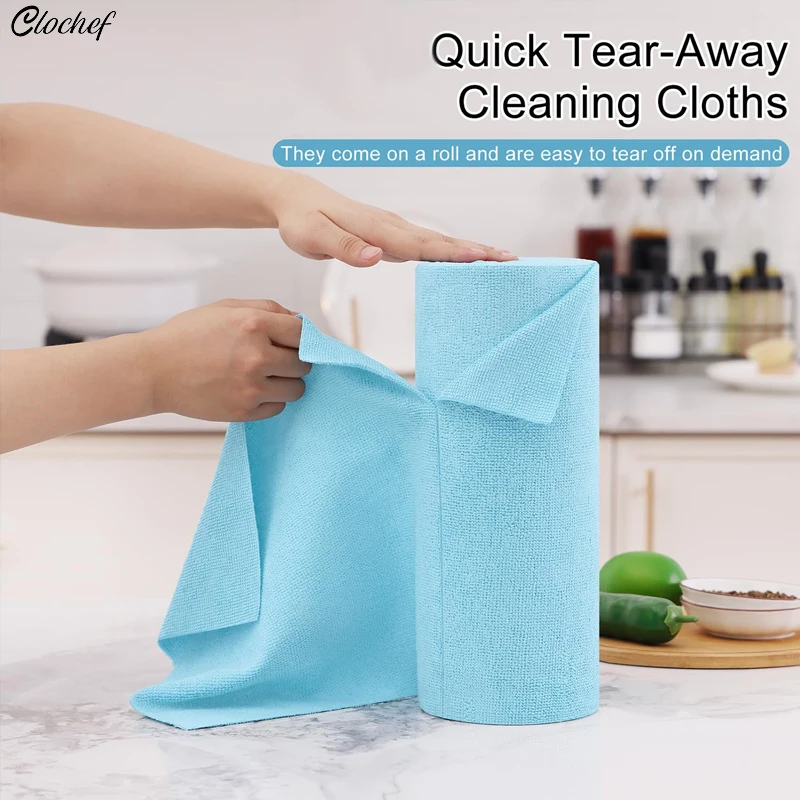 

Microfiber Cleaning Cloths Roll Reusable Tear Away Towels Cleaning Wipe Household Kitchen Cloths Dish Rags Wash Towels 20 Sheets