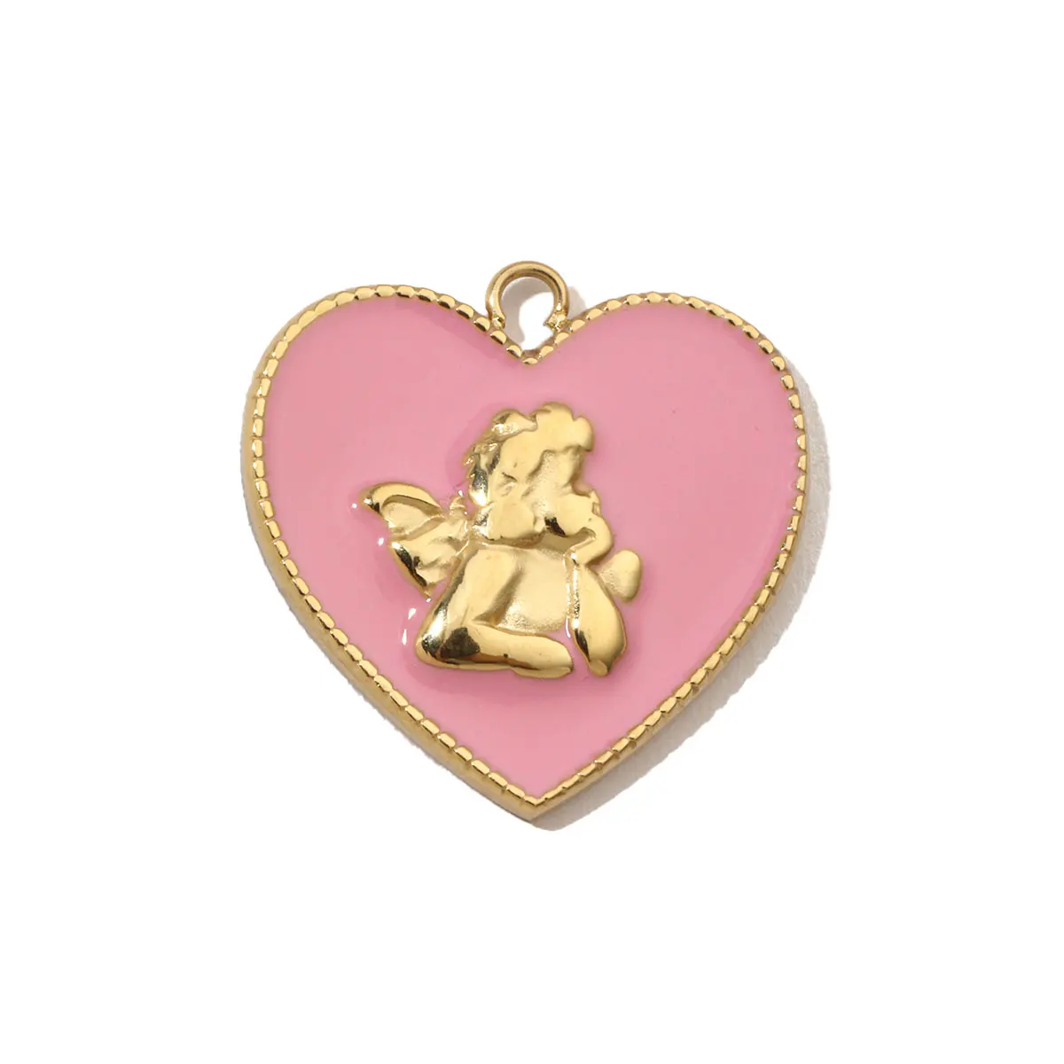 3pcs/Lot French Retro Heart Moon Stainless Steel Necklace Pendant Women Enamel Angel Bracelet Diy Charms Wholesale Love Jewelry