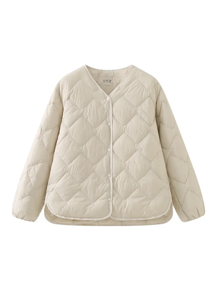 2023 Winter New 90%  White Duck Down Ultra Light Jackets Fashion Korean Female Diamond Warm Lighteight O-neck Coat